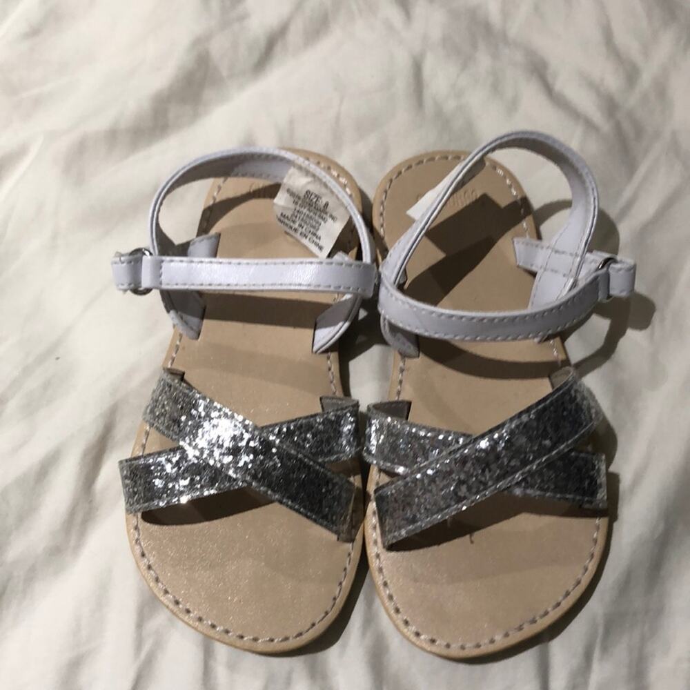 Gymboree White silver sandals 8m worn once